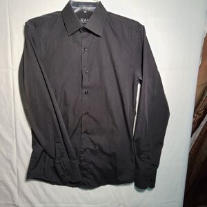 Milani Black Small Slim Fit Mens Button Shirt